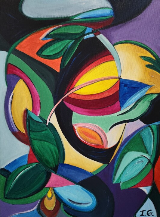 Malerei mit dem Titel "Exotic" von Irena Goftman, Original-Kunstwerk, Acryl