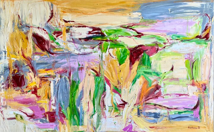 Картина под названием "Spring Garden" - Irena Kurka, Подлинное произведение искусства, Масло Установлен на Деревянная рама д…