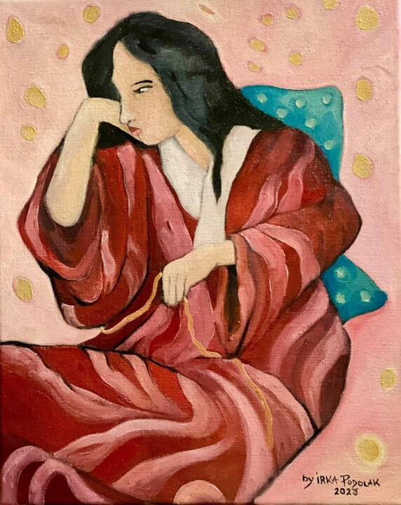 Malarstwo zatytułowany „"Aya w zamyśleniu"” autorstwa Irena Podolak, Oryginalna praca, Olej