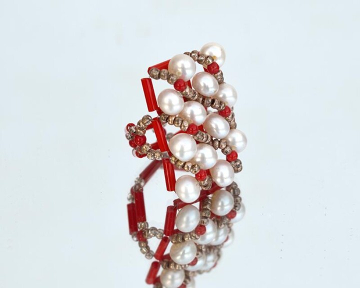 Design titled "Red and white state…" by Irena Zelickman, Original Artwork, Jewelry