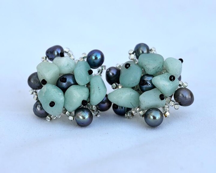 Design intitulée "Chunky blue earrings" par Irena Zelickman, Œuvre d'art originale, Bijoux