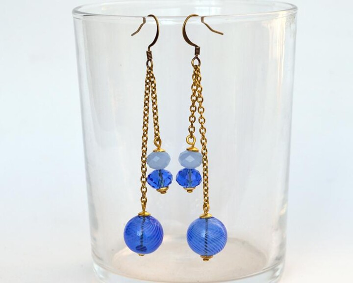 Design intitulée "Blue bubble swing e…" par Irena Zelickman, Œuvre d'art originale, Bijoux