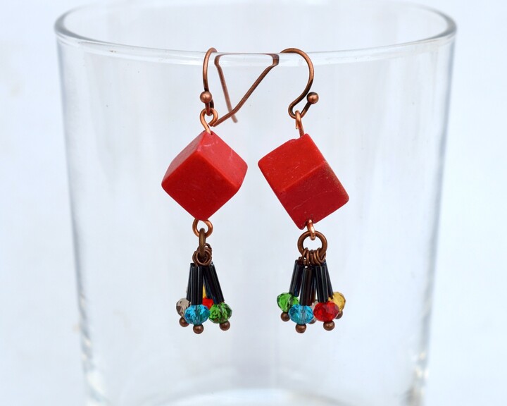 Design titled "Coral cube earrings…" by Irena Zelickman, Original Artwork, Jewelry