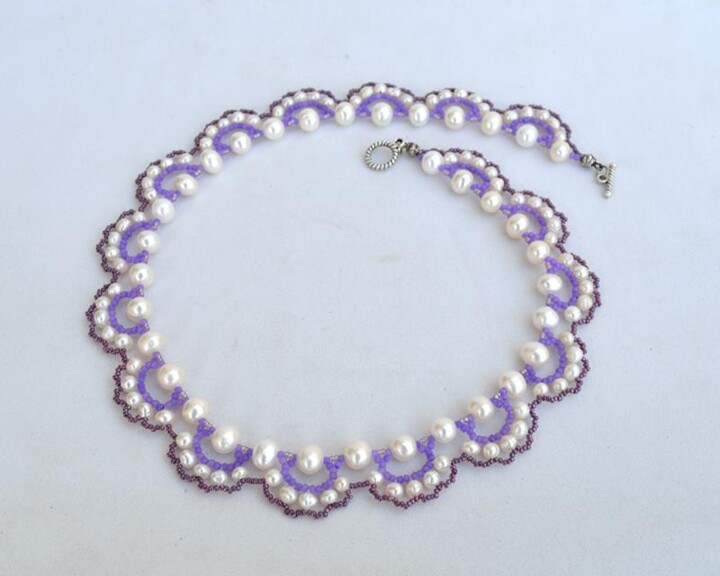 Design intitulée "Festooned pearl col…" par Irena Zelickman, Œuvre d'art originale, Bijoux