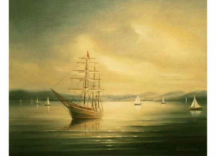 Painting titled "ship" by Irena Lutinskaite, Original Art,