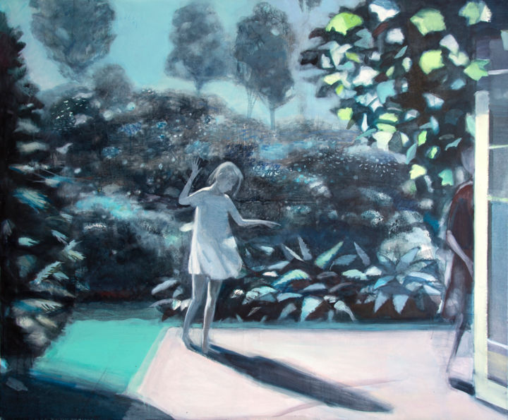 Painting titled "Terrace" by Irena Luse, Original Art, Oil Mounted on Stretcher frame