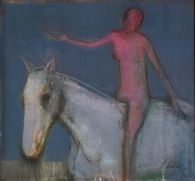 Painting titled "Rider" by Irena Luse, Original Artwork, Pastel