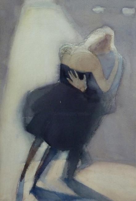 Malarstwo zatytułowany „Grey couple” autorstwa Irena Luse, Oryginalna praca, Akwarela