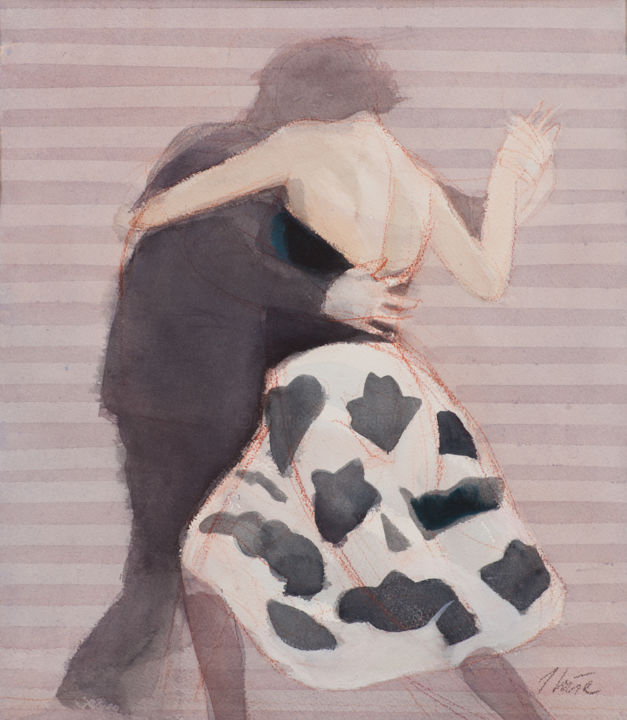Картина под названием "Couple I" - Irena Luse, Подлинное произведение искусства, Акварель