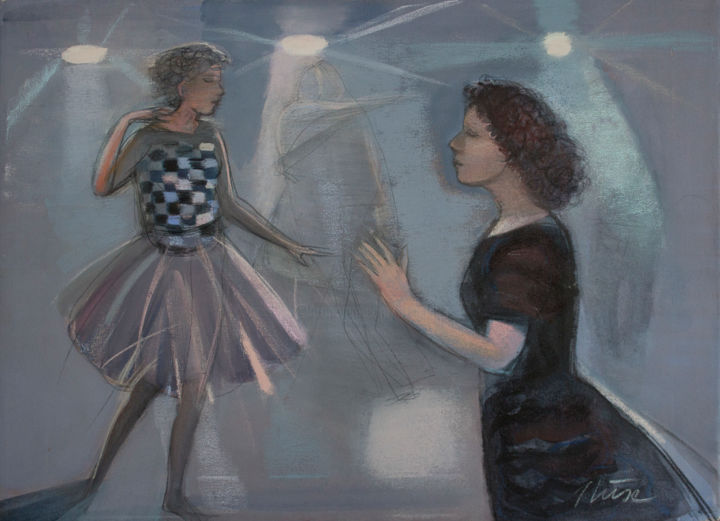 Painting titled "Grey dance" by Irena Luse, Original Artwork, Pastel
