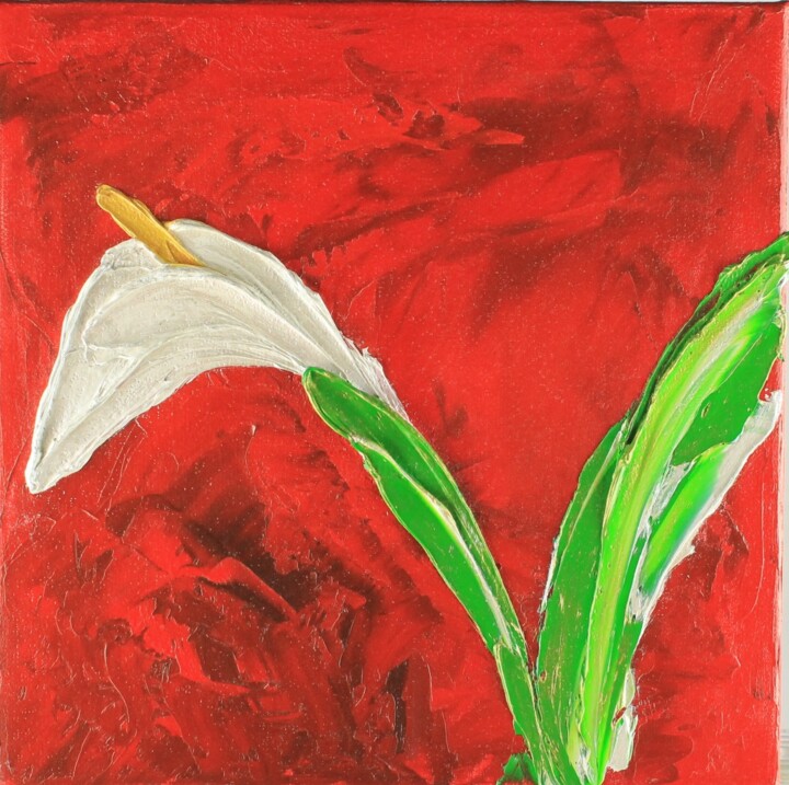Pintura intitulada "Abstract Flower 340…" por Irene Ba, Obras de arte originais, Óleo Montado em Armação em madeira