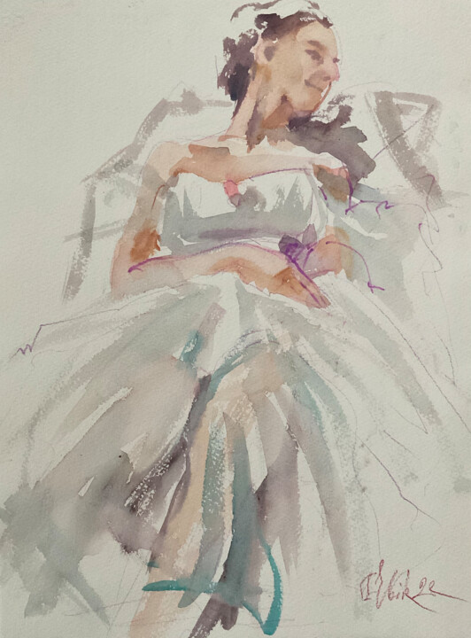 Malarstwo zatytułowany „Dreams of ballet. S…” autorstwa Irene Bibik-Chkolian, Oryginalna praca, Akwarela