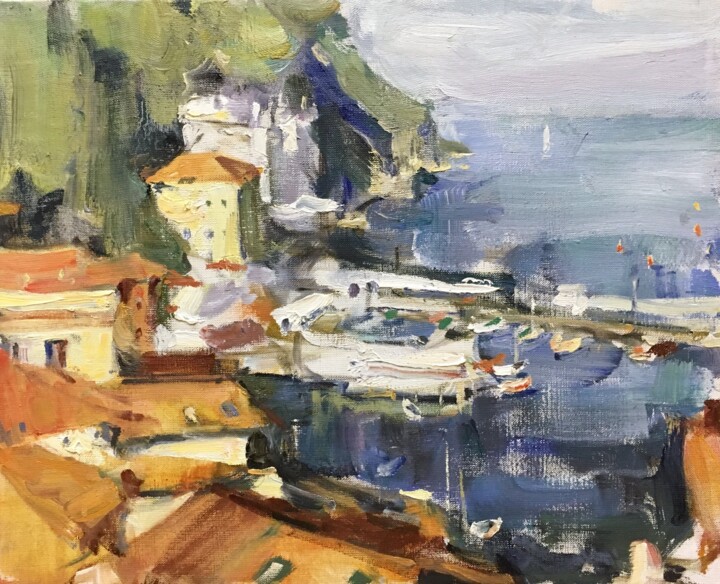 Painting titled "Sorrento noon" by Irene Cordes, Original Artwork, Oil