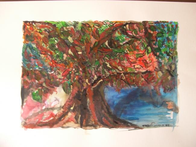 Painting titled "Árvore..." by Irene Pissarro, Original Artwork, Oil