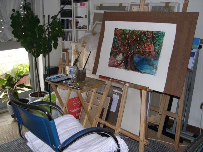 Malerei mit dem Titel "Atelier" von Irene Pissarro, Original-Kunstwerk