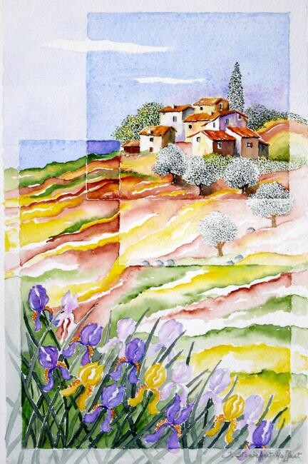Schilderij getiteld "soleil en Provence" door Irene Streichert, Origineel Kunstwerk