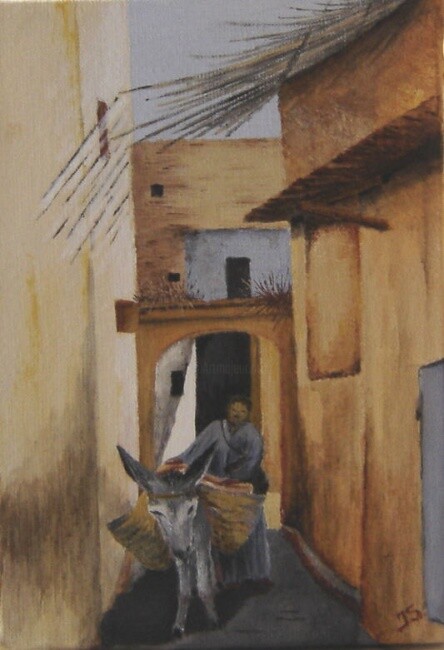 Картина под названием "En médina de Meknès…" - Irene Streichert, Подлинное произведение искусства, Масло