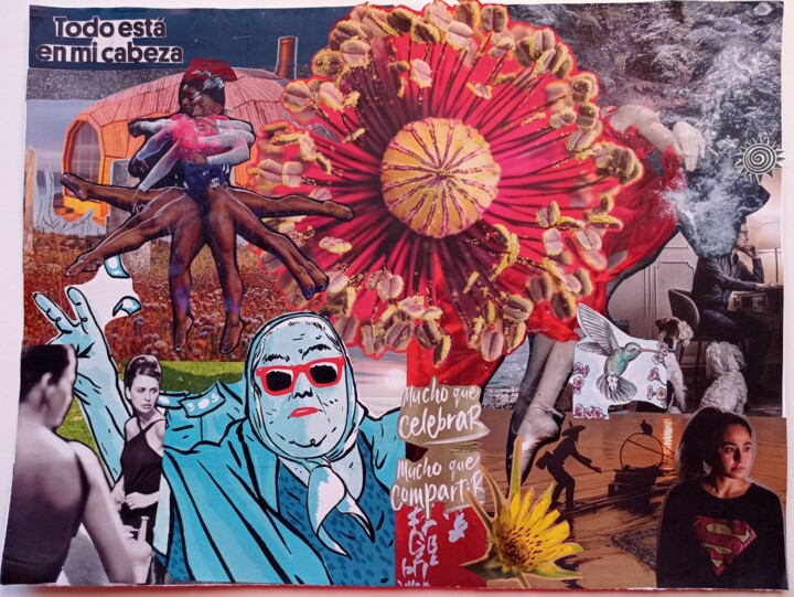 Collages intitolato "todoestaenmicabeza" da Irene Uvebe, Opera d'arte originale, Collages