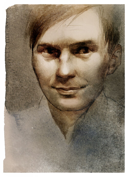 Painting titled "Portrait of Ivan, a…" by Irene Vlassova, Original Artwork, Watercolor