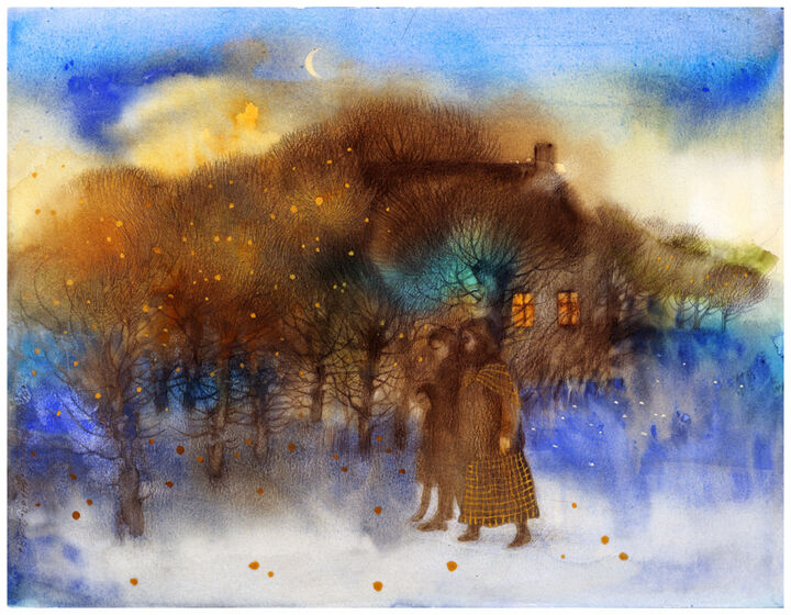 Pintura titulada "Evening." por Irene Vlassova, Obra de arte original, Acuarela