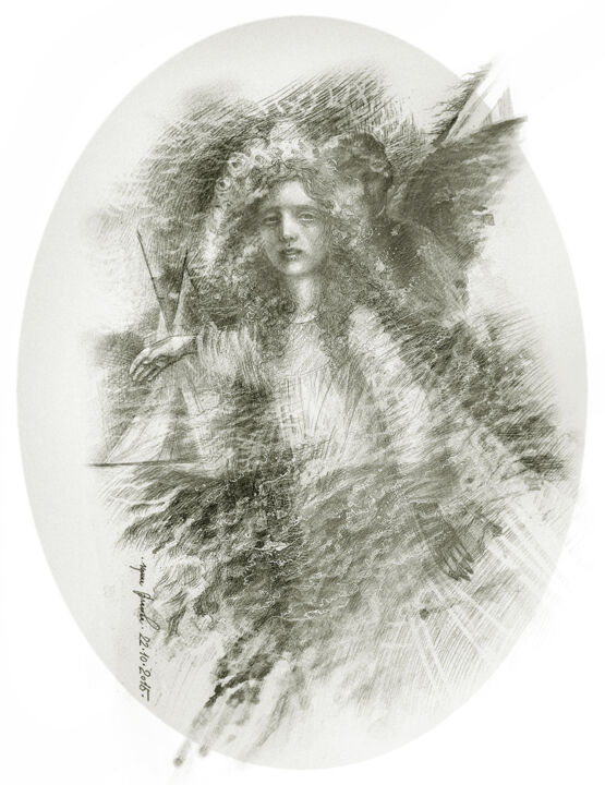 Tekening getiteld "Annabel Lee" door Irene Vlassova, Origineel Kunstwerk, Potlood