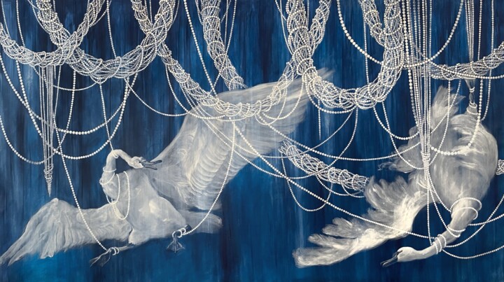 "Swans" başlıklı Tablo Irene tarafından, Orijinal sanat, Akrilik