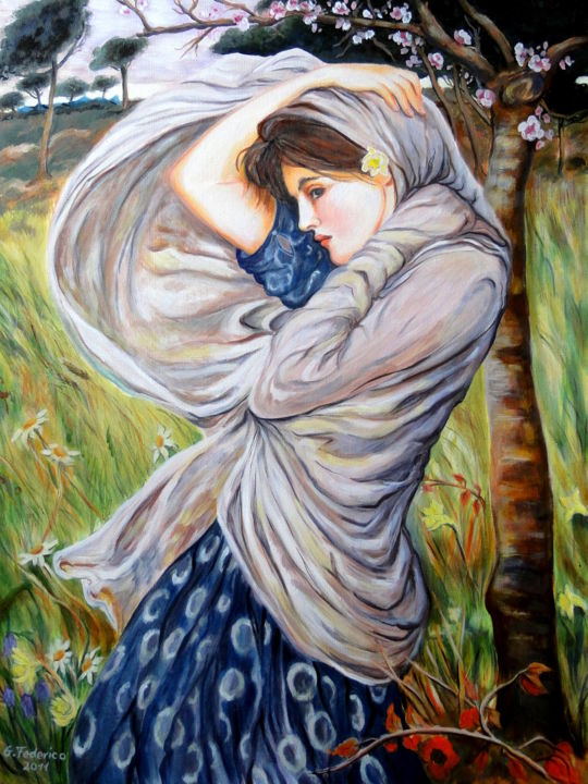 Painting titled "Boreas ( nach Water…" by Grazyna Federico, Original Artwork, Oil