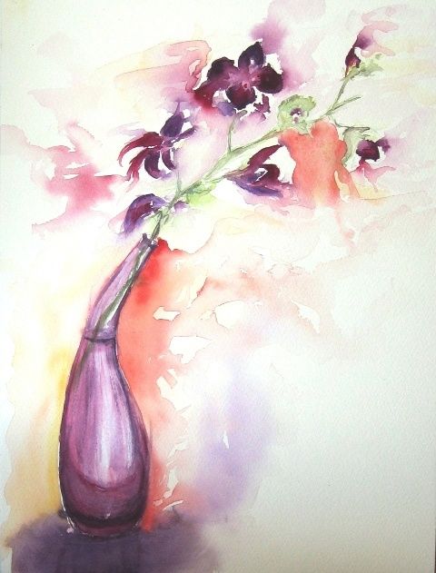 Painting titled "Orchidées" by Irène Bischoff Hébert, Original Artwork