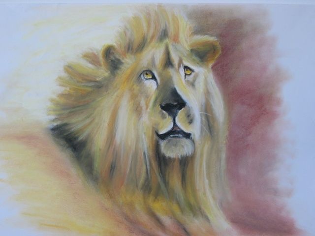 Dessin intitulée "Lion" par Irène Bischoff Hébert, Œuvre d'art originale