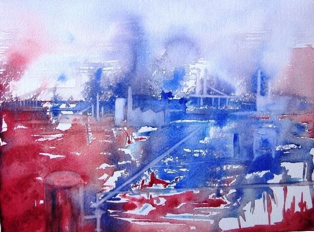Pittura intitolato "Pollution" da Irène Bischoff Hébert, Opera d'arte originale