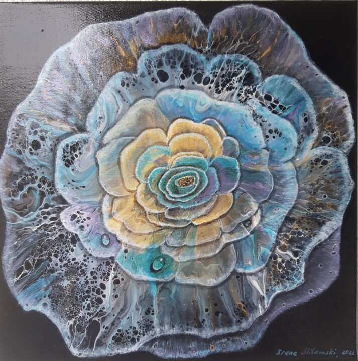 Peinture intitulée "Abstrakte Blume 5" par Irene Mitawski, Œuvre d'art originale, Acrylique