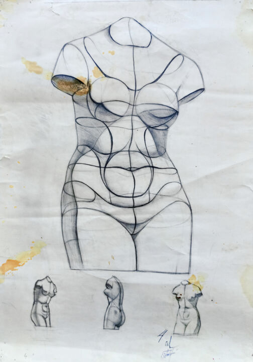 Рисунок под названием "VENUS DE MILO line…" - Irina Shadrina, Подлинное произведение искусства, Карандаш