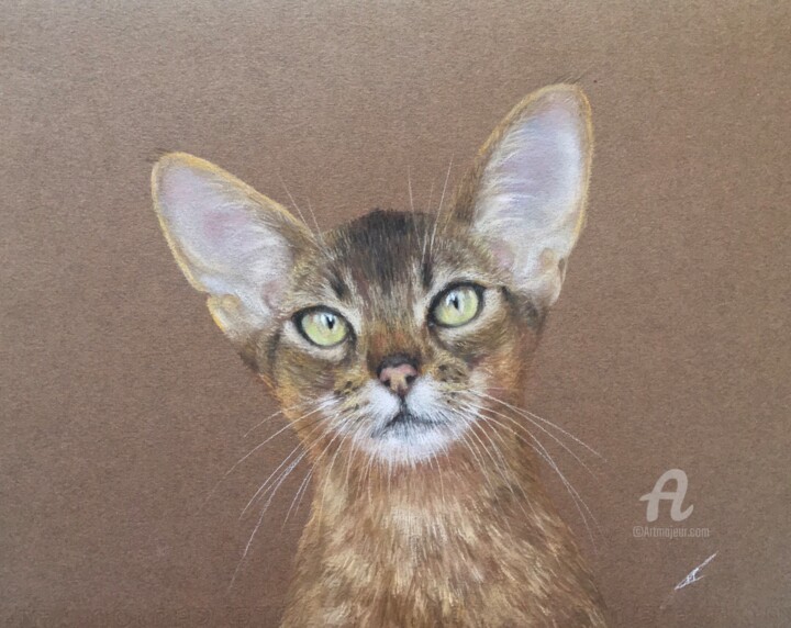 Zeichnungen mit dem Titel "Bengal cat portrait" von Irene_art, Original-Kunstwerk, Pastell