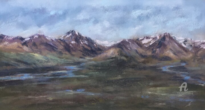 Dibujo titulada "Paysage de montagne" por Irene_art, Obra de arte original, Pastel