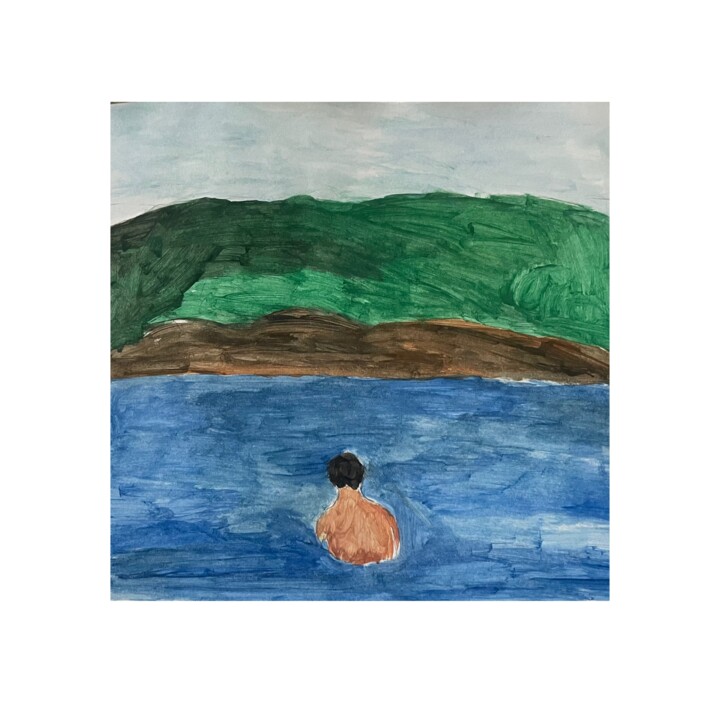 Painting titled "The Lake" by Irfan Ajvazi, Original Artwork, Acrylic