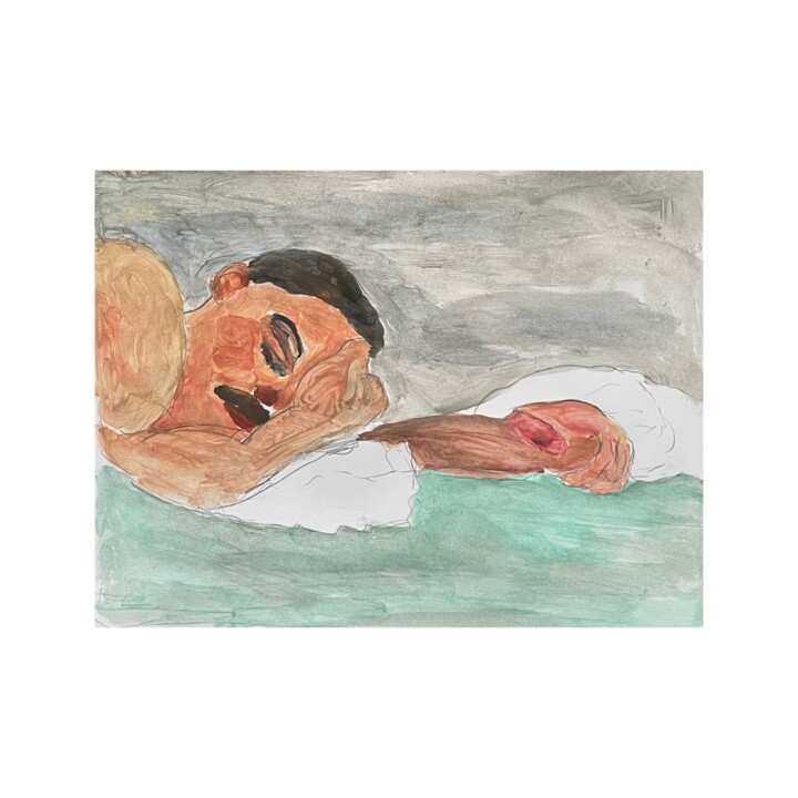Painting titled "The Bed" by Irfan Ajvazi, Original Artwork, Acrylic