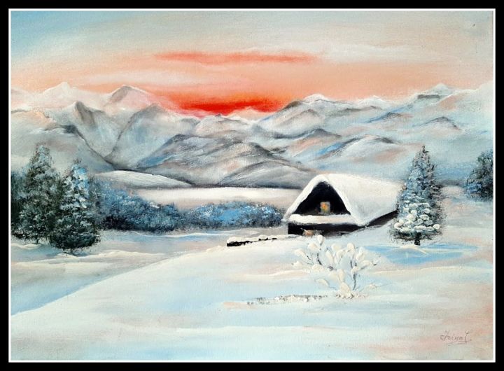 Картина под названием "Зима, зима...." - Irina Juškauakienė, Подлинное произведение искусства, Акрил