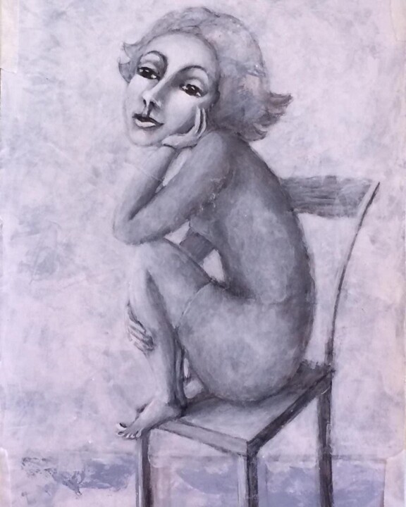 Картина под названием ""A girl dreaming on…" - Ирина Абрамова, Подлинное произведение искусства, Акрил