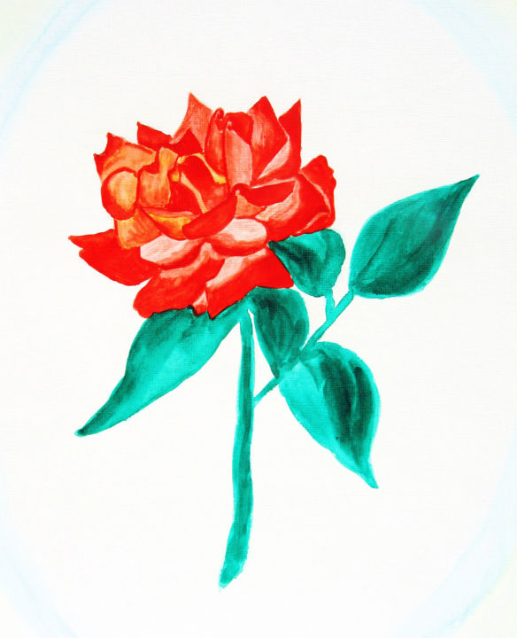Painting titled "Red rose" by Irina Afonskaya, Original Artwork, Watercolor