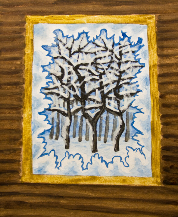 「Winter window 2」というタイトルの絵画 Irina Afonskayaによって, オリジナルのアートワーク, グワッシュ水彩画