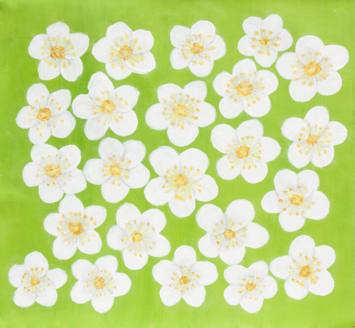 Картина под названием "White spring flower…" - Irina Afonskaya, Подлинное произведение искусства, Акрил