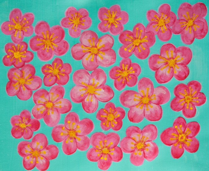 Painting titled "Raspberry pink cher…" by Irina Afonskaya, Original Artwork, Acrylic