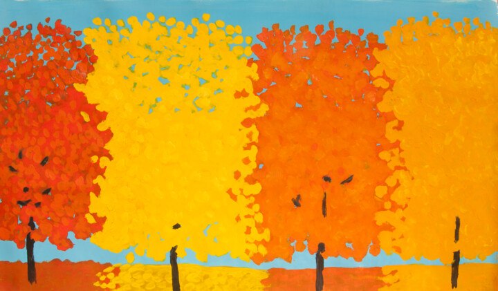 Malerei mit dem Titel "Yellow and orange t…" von Irina Afonskaya, Original-Kunstwerk, Acryl