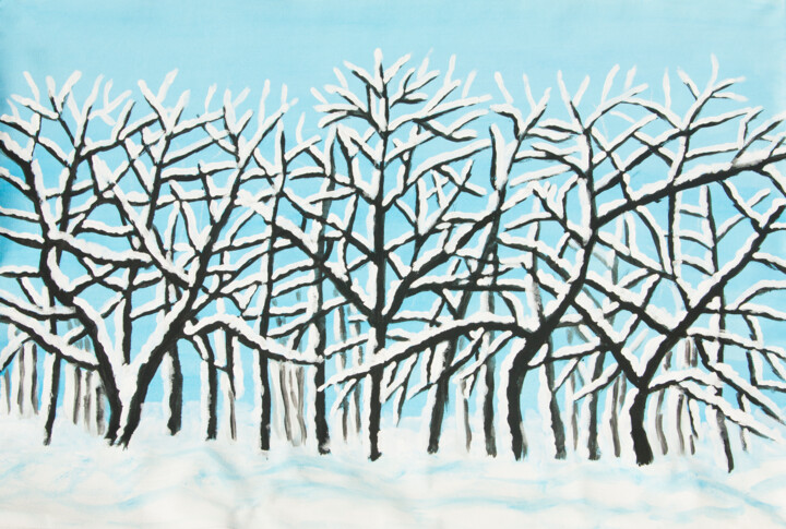 Painting titled "Winter forest 1" by Irina Afonskaya, Original Artwork, Acrylic