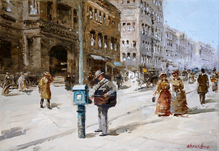 Painting titled "Old New York" by Irina Alexandrina, Original Artwork, Oil