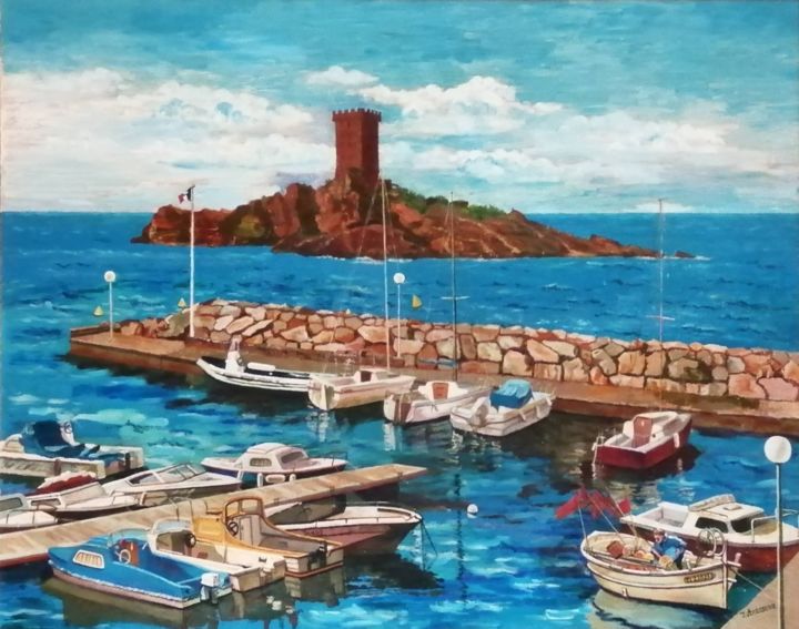 Painting titled "Port de Poussaï" by Irina Anossova, Original Artwork, Oil