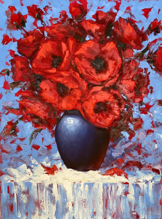 Peinture intitulée "Poppies" par Irina Bagel (Dmitrii S Liliia K), Œuvre d'art originale, Huile