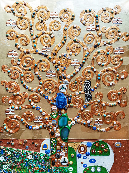Painting titled "Tree of life - Orig…" by Irina Bast, Original Artwork, Acrylic Mounted on Wood Stretcher frame