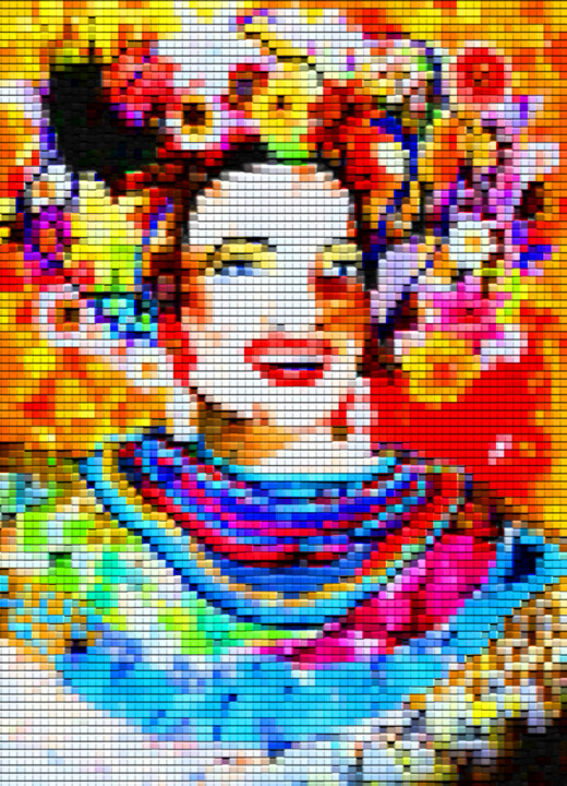 Sculpture titled "Carmen Miranda - Me…" by Irina Bast, Original Artwork, Mosaic Mounted on Wood Panel