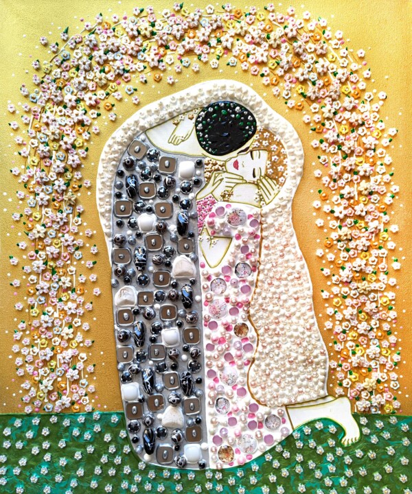 Peinture intitulée "Pearl painting Klim…" par Irina Bast, Œuvre d'art originale, Mosaïque Monté sur Châssis en bois